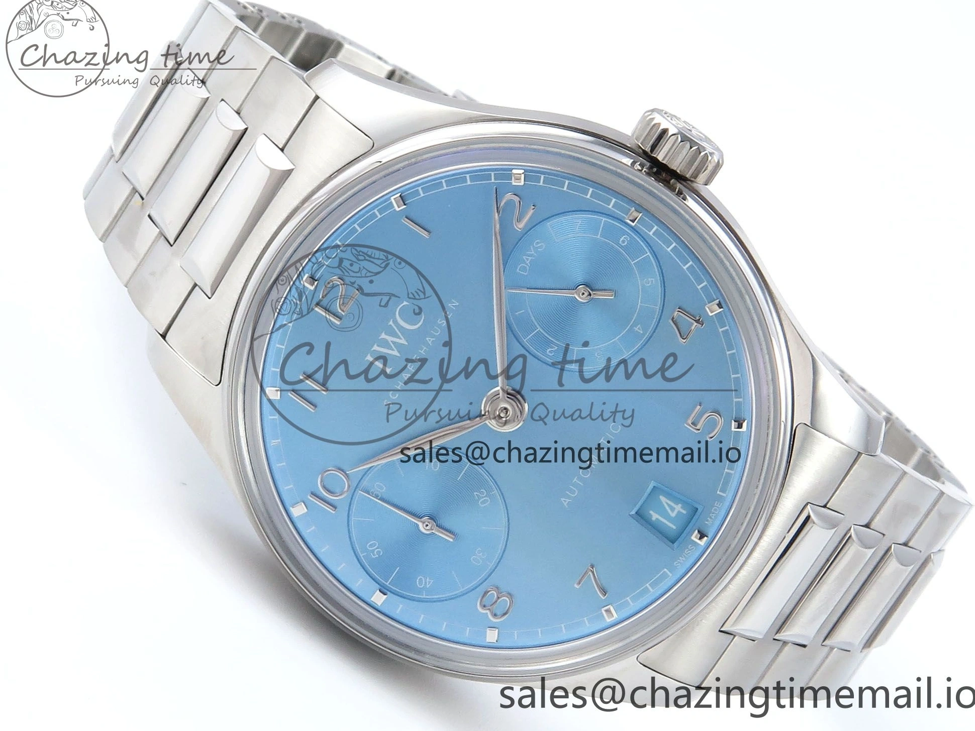 MIROTIME 0306 FashionForward Portugieser Auto IWC0562D APSF 1:1 Best Edition Light Blue Dial on SS Bracelet A 6994